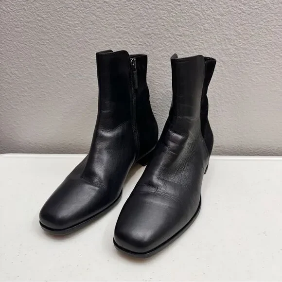 Aquatalia Boots Size 9 Lucia Black Ankle Womens Leather Suede Fall - Picture 3 of 8